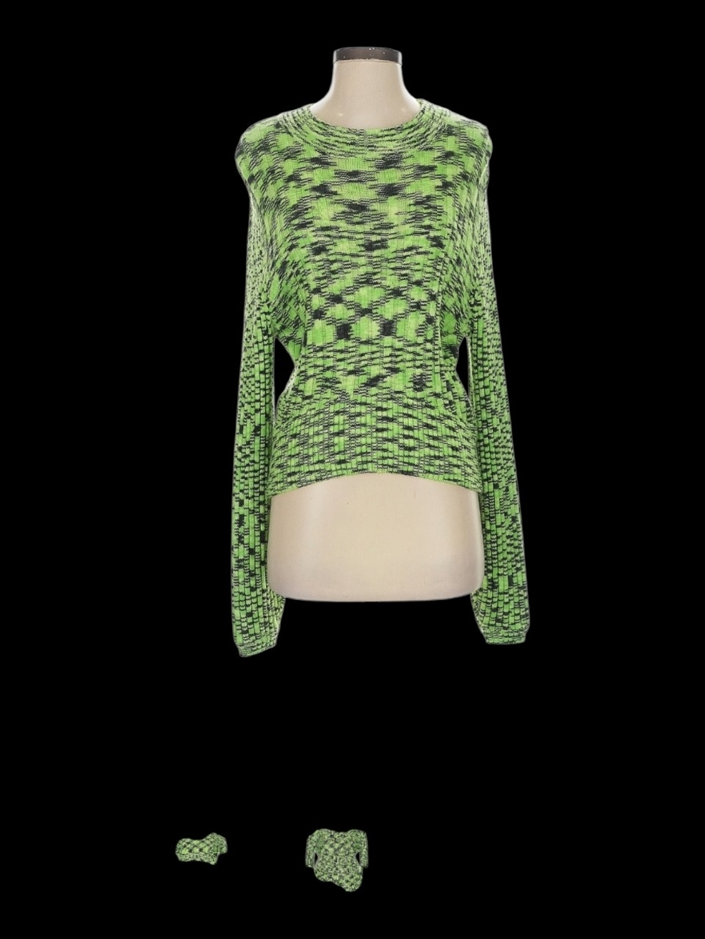 Blank NYC Neon Green & Black Striped Knit Top